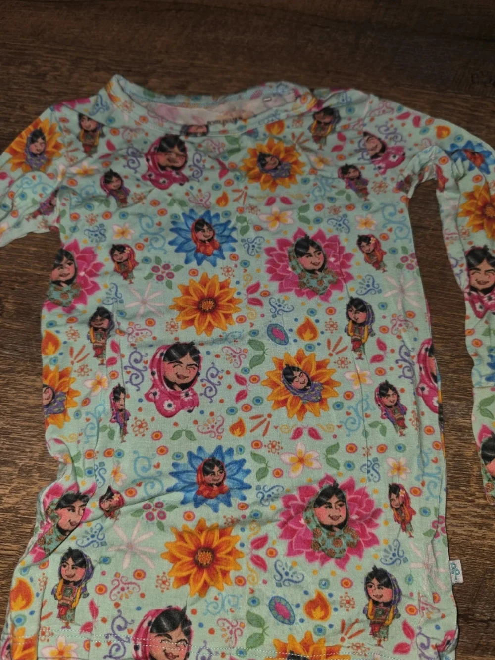 Posh Peanut Light Blue Floral & Character Long Sleeve Pajama Set